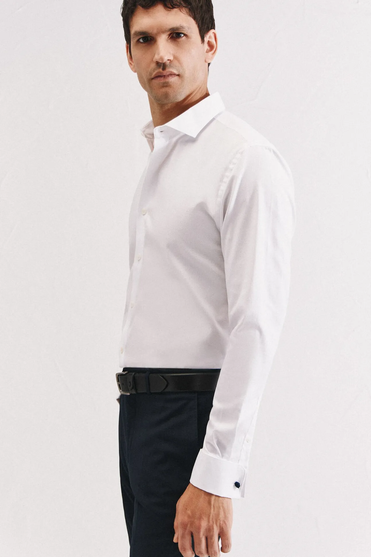 Camisa gemelos slim fit fácil plancha