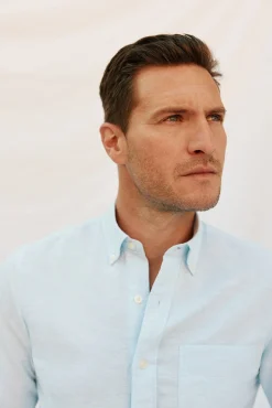 Camisa lino algodón liso