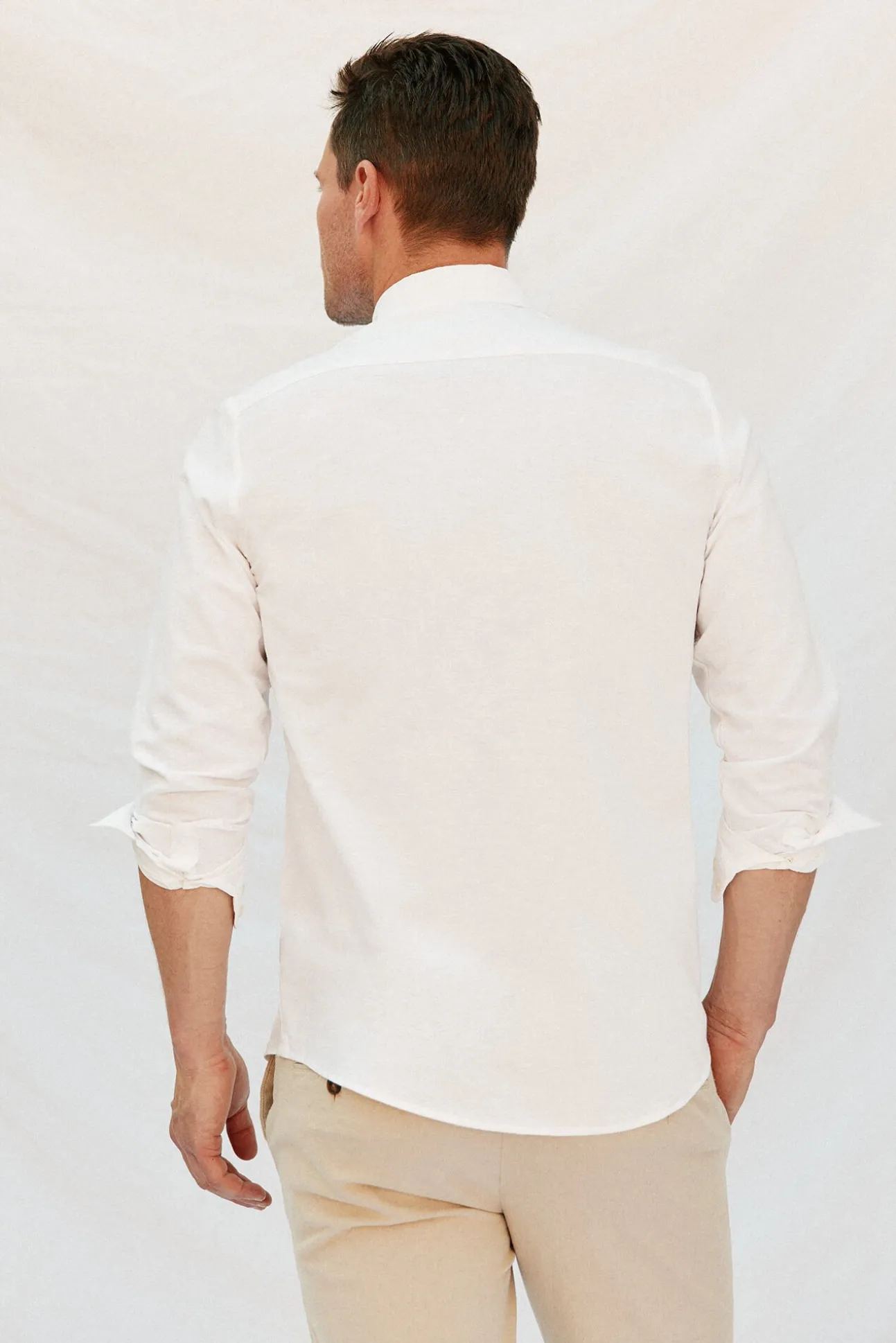 Camisa lino algodón liso