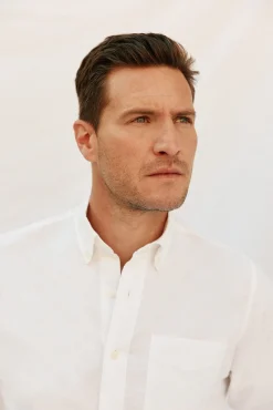 Camisa lino algodón liso