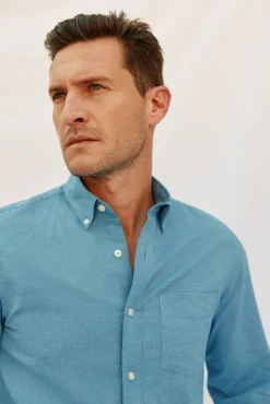 Camisa lino algodón liso