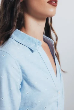 Camisa Oxford cuello abierto