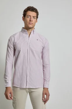 Camisa Oxford rayas con logo
