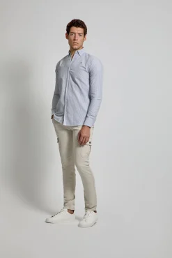 Camisa Oxford rayas con logo