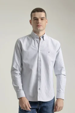 Camisa oxford slim algodón rayas