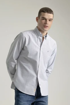 Camisa oxford slim algodón rayas