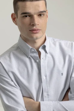 Camisa oxford slim algodón rayas