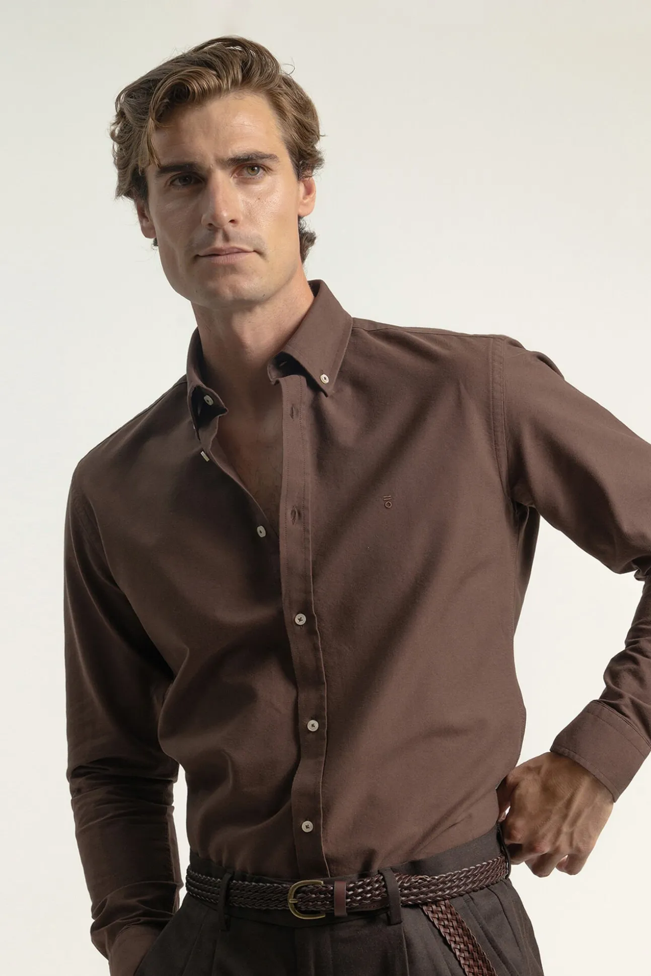 Camisa oxford slim fit algodón