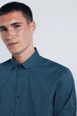 Camisa popelín micro estampado
