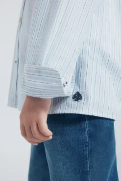 Camisa raya fina azul niño