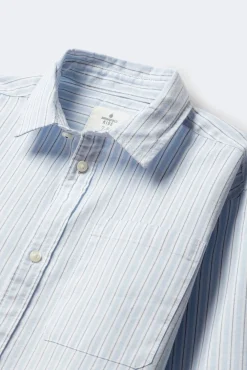 Camisa raya fina azul niño