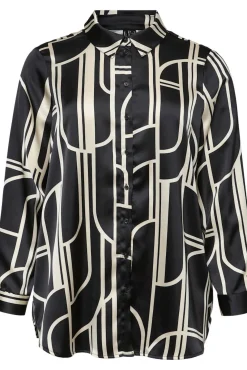 Camisa satinada de manga larga talla grande