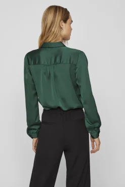 Camisa satinada manga larga