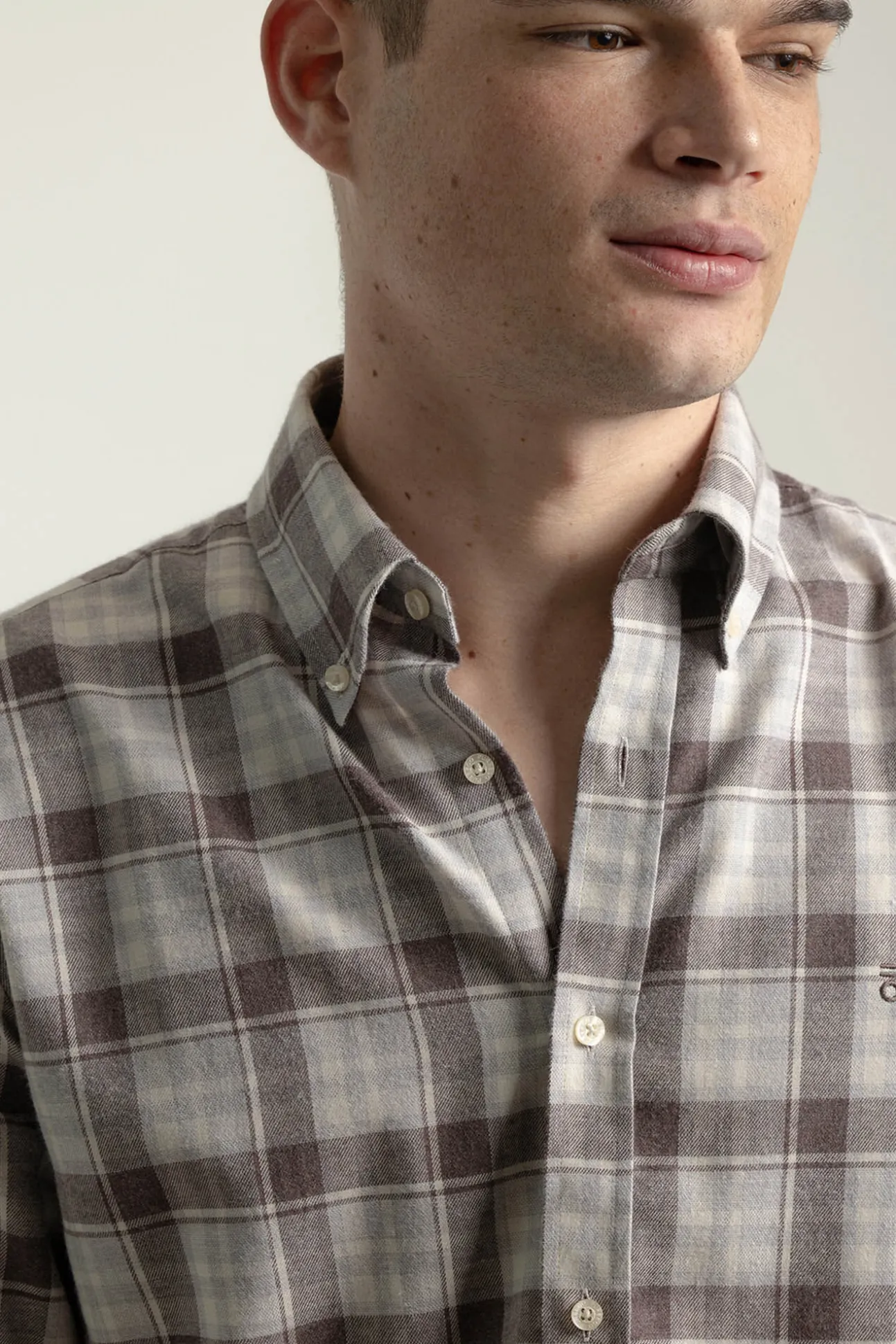 Camisa slim algodón cuadro tartán