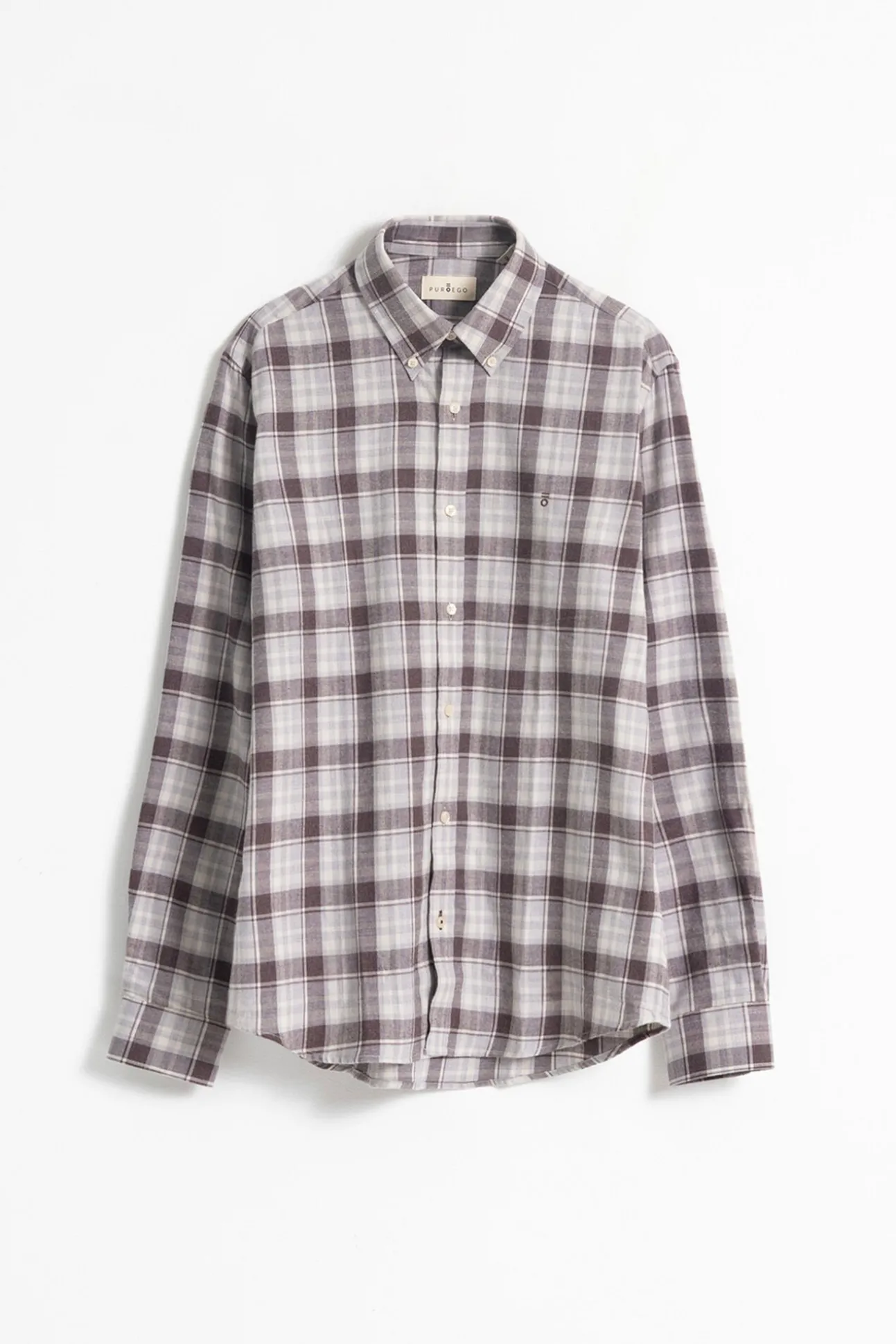 Camisa slim algodón cuadro tartán