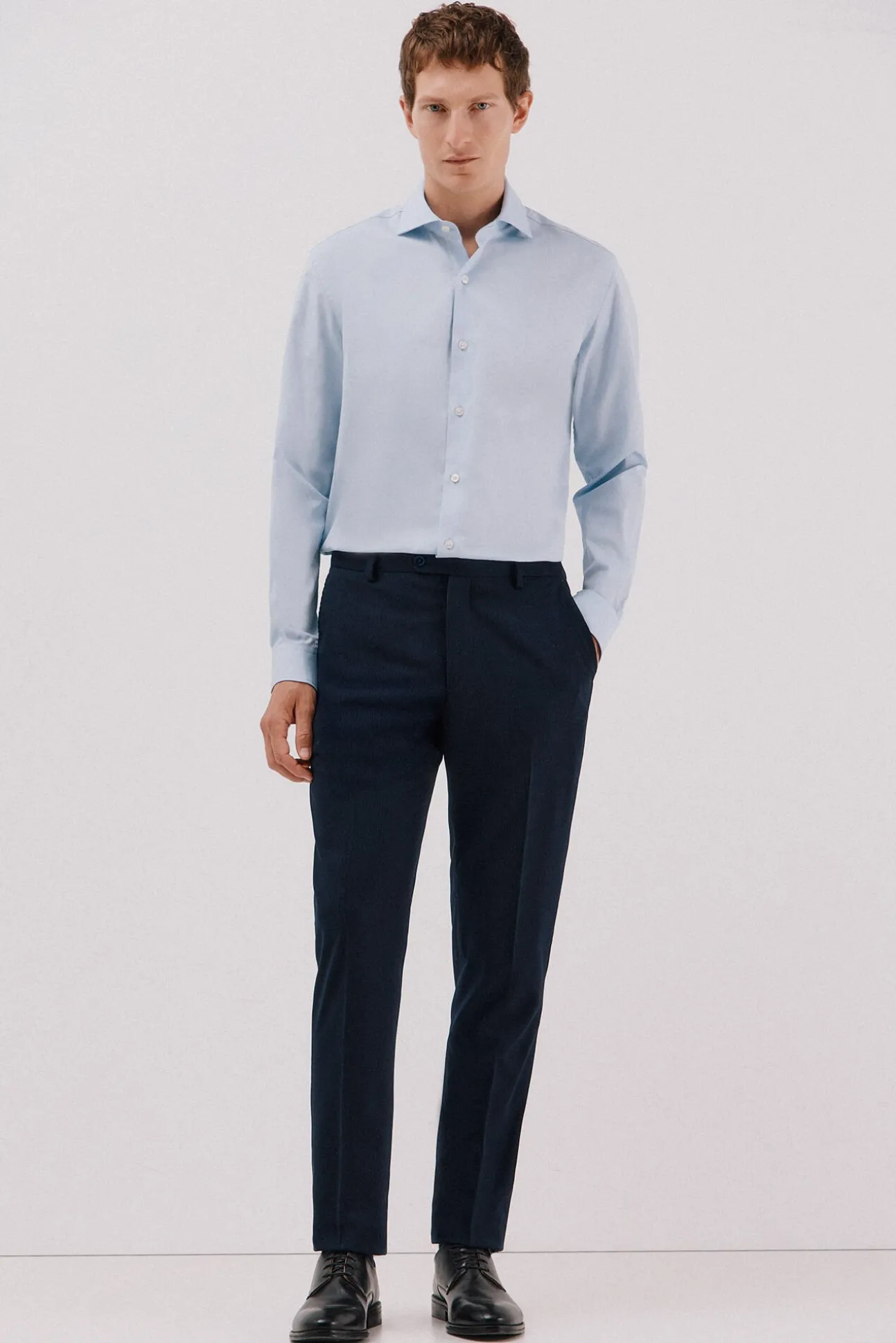 Camisa vestir lisa fácil plancha