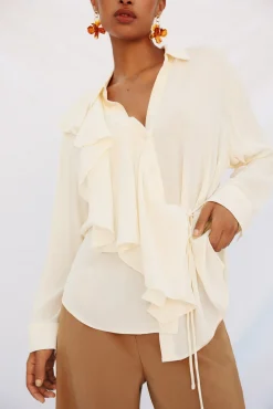 Camisa volante manga larga