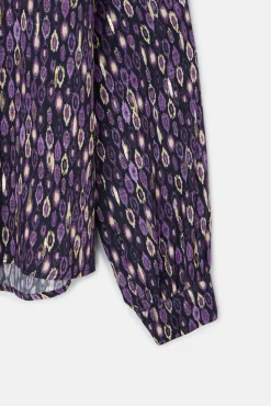 Camisa volantes hombro estampado ikat