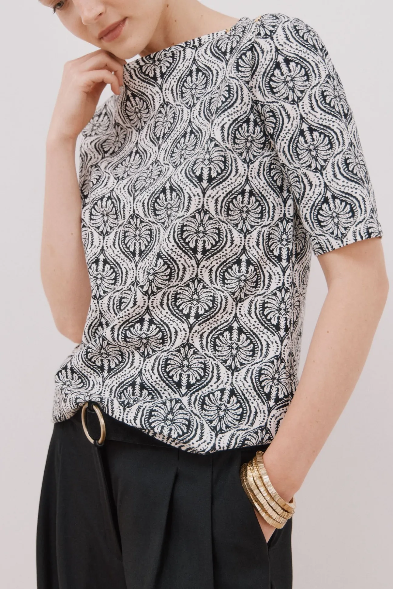 Camiseta básica escote barco