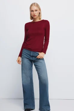 Camiseta canalé escote barca