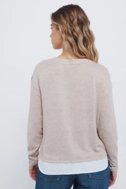 Camiseta combinada hombro botones