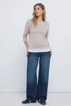 Camiseta combinada hombro botones