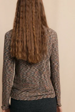 Camiseta cuello alto melange