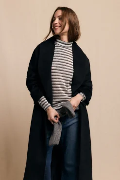 Camiseta cuello alto rayas lurex