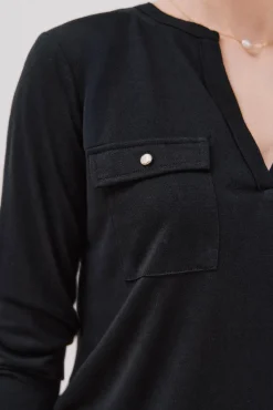 Camiseta cuello mao efecto lino