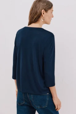 Camiseta cuello mao efecto lino