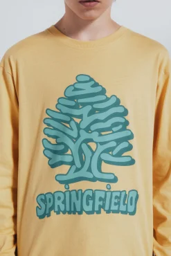 Camiseta de manga larga amarilla árbol niño