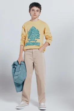 Camiseta de manga larga amarilla árbol niño