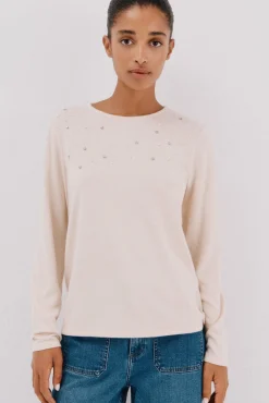 Camiseta detalle perlas y strass