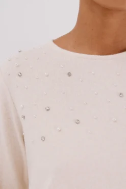 Camiseta detalle perlas y strass