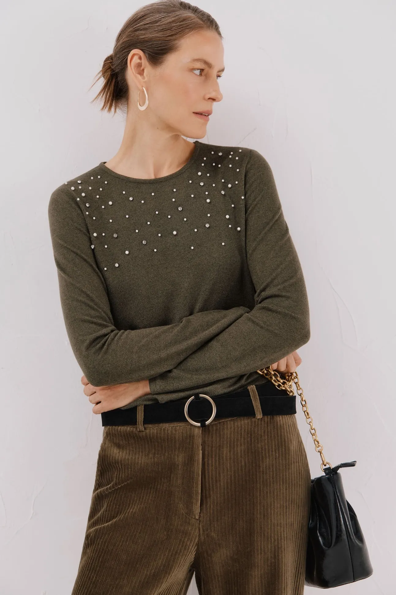 Camiseta detalle perlas y strass