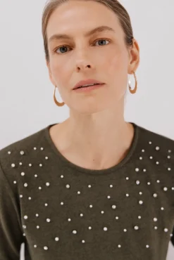 Camiseta detalle perlas y strass