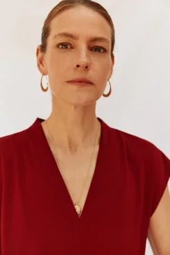 Camiseta estamapda escote pico fruncido