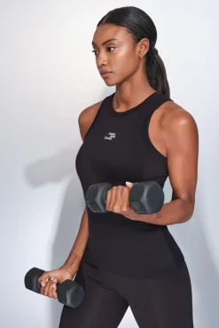 Camiseta halter algodón canalé negro