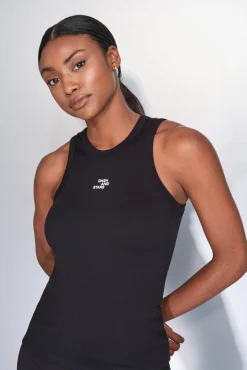 Camiseta halter algodón canalé negro