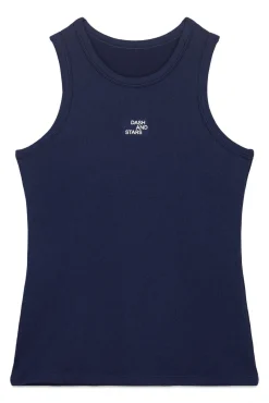 Camiseta halter algodón canalé azul