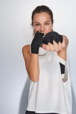 Camiseta halter sin mangas algodón blanca