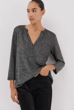 Camiseta lurex cuello mao