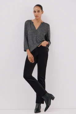 Camiseta lurex cuello mao