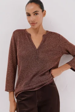 Camiseta lurex cuello mao