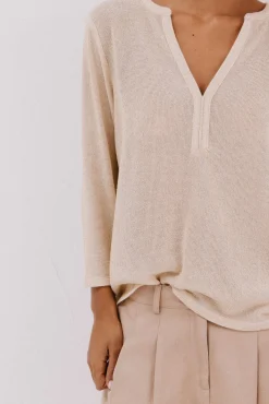 Camiseta lurex cuello mao