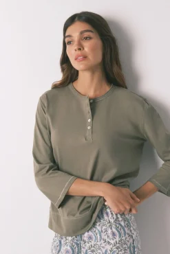 Camiseta manga ¾ 100% algodón kaki