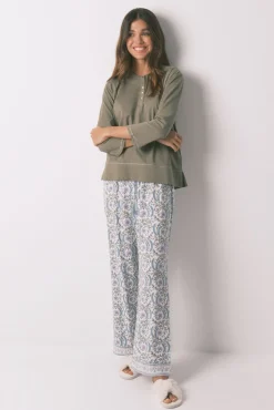 Camiseta manga ¾ 100% algodón kaki