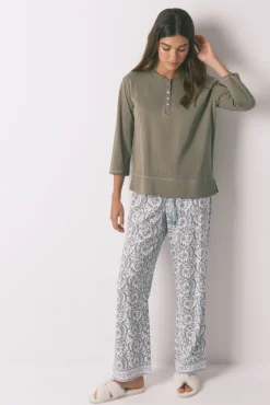 Camiseta manga ¾ 100% algodón kaki