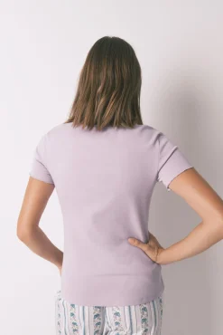 Camiseta manga corta algodón lila