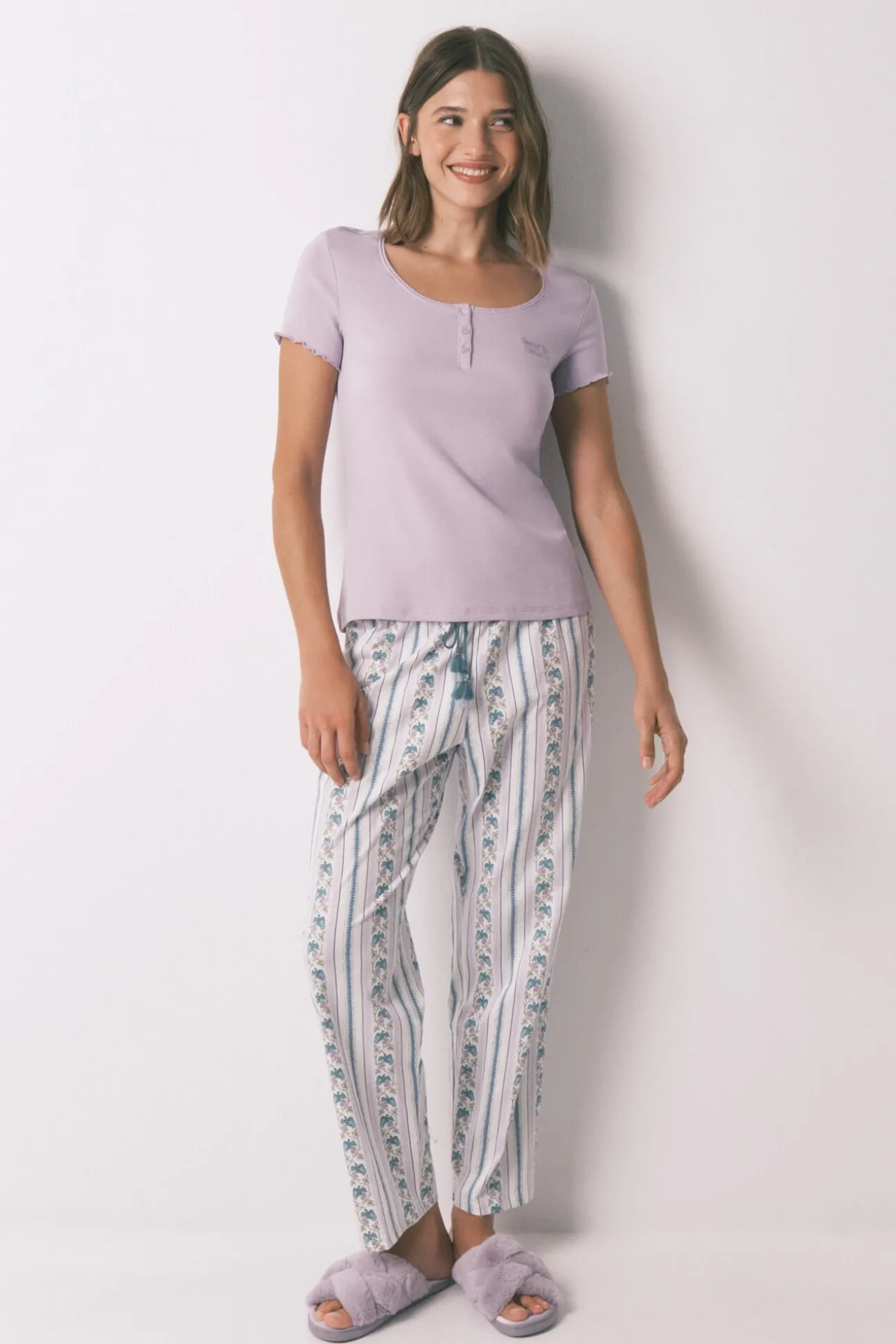 Camiseta manga corta algodón lila